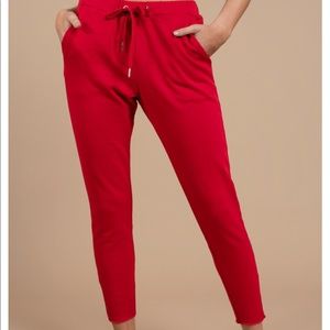 Tobi Red zip ankle sweatpants